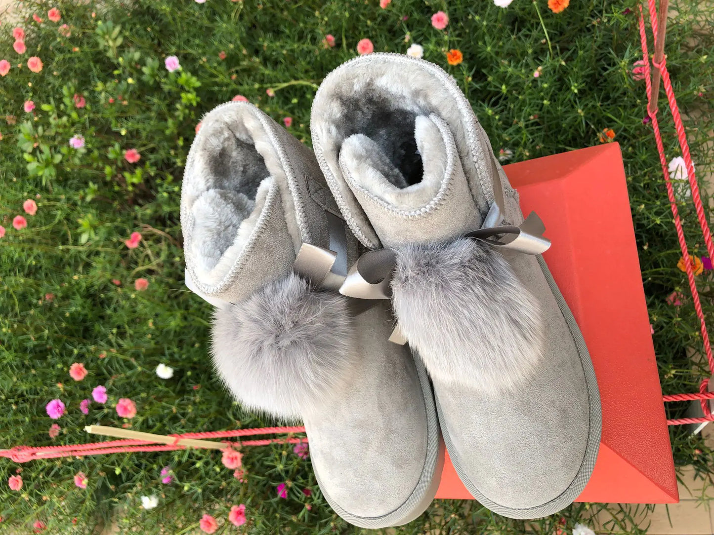 Spring Fashion Wool Ball Mid-Tube Casual Cotton Boots