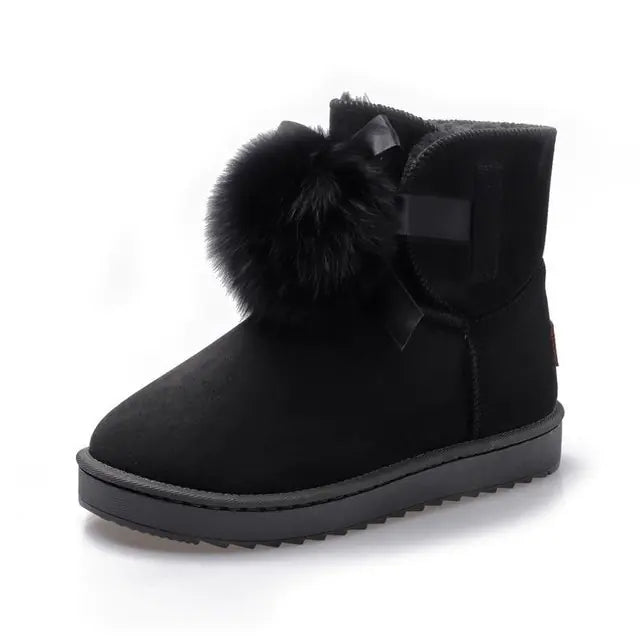 Spring Fashion Wool Ball Mid-Tube Casual Cotton Boots