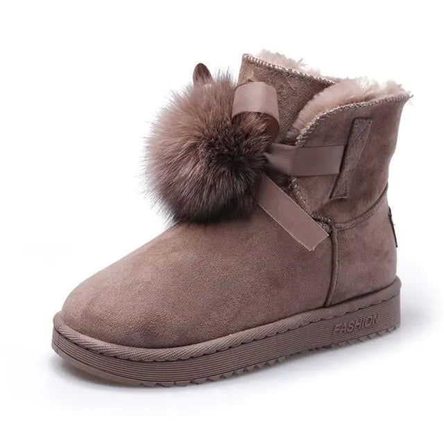 Spring Fashion Wool Ball Mid-Tube Casual Cotton Boots