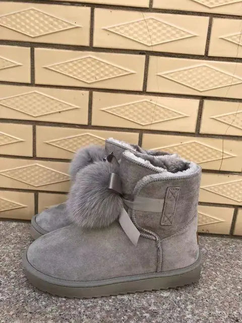 Spring Fashion Wool Ball Mid-Tube Casual Cotton Boots