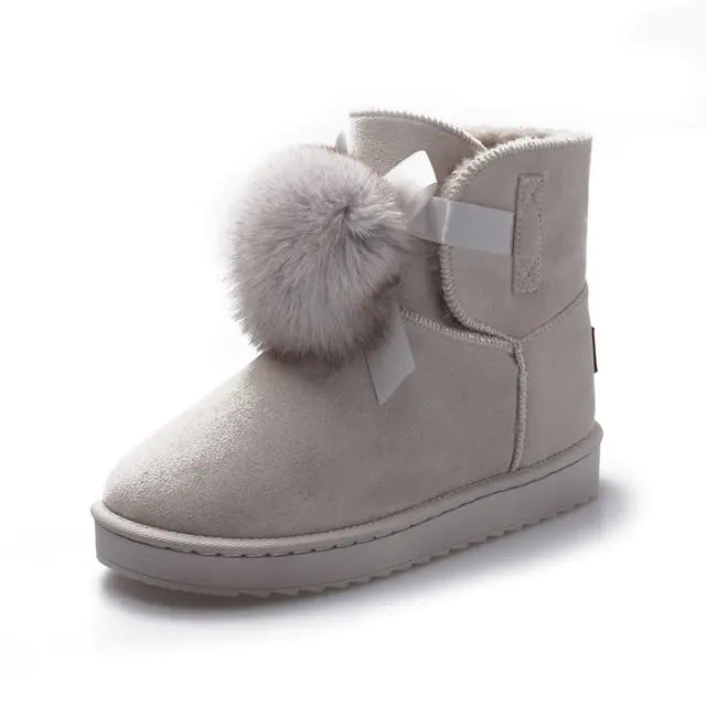 Spring Fashion Wool Ball Mid-Tube Casual Cotton Boots