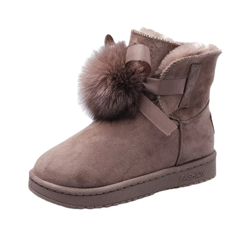Spring Fashion Wool Ball Mid-Tube Casual Cotton Boots