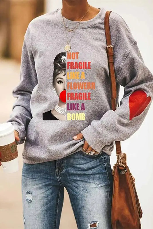 Printed Long-Sleeved Pullover Sweater for Autumn/Winter
